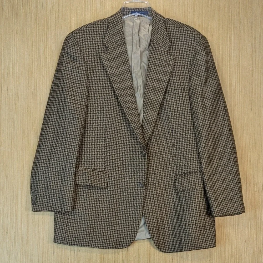 Chaps Ralph Lauren Mens 46T Brown Houndstooth 100% Wool Blazer Sport Coat Canada